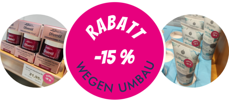 Symbolbold: Rabatt wegen Umbau in der Moritz Apotheke Limbach